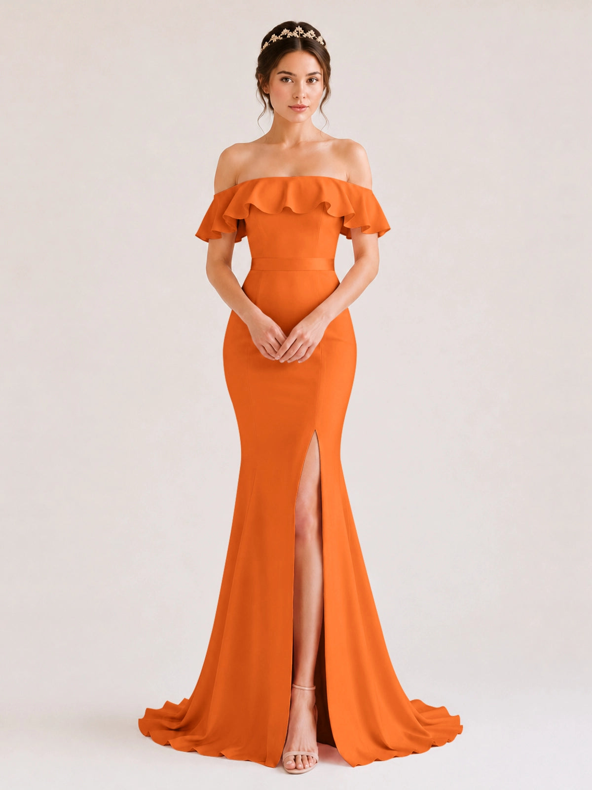 Mermaid Bridesmaid Dress with Ruffle Design 