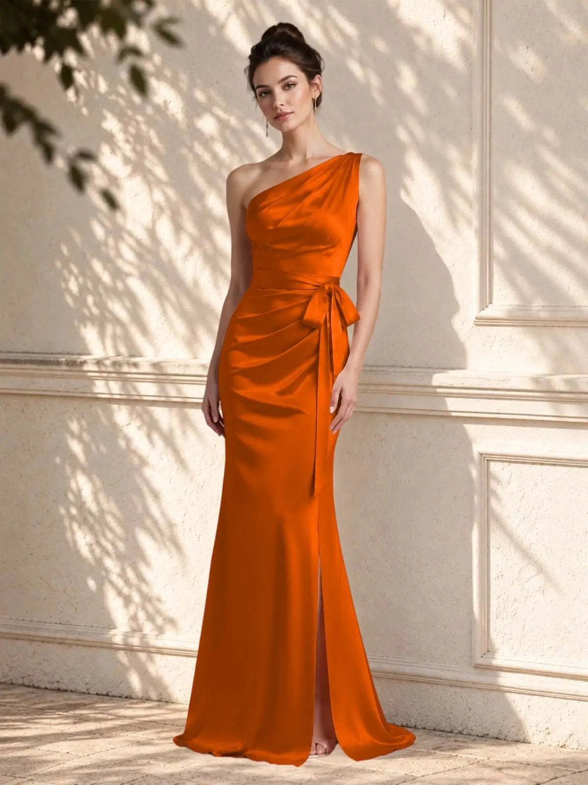 One-Shoulder Bridesmaid Dress with Sash