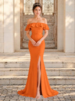 Mermaid Bridesmaid Dress with Ruffle Design 
