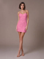 Velvet Sequin Homecoming Dress with Sweetheart Neckline 