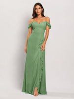 Sweetheart Neckline Bridesmaid Dress with Ruffled Details