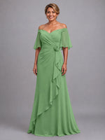 Chiffon Mother of the Bride Dress with 3D Rosette 