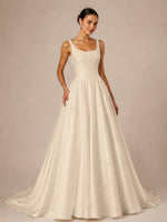 Stretch Crepe Wedding Dress with Lace Embroidery 