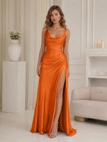 Cowl Neck Prom Dress with Ruched Waist 