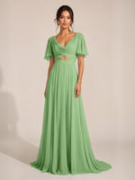 Cowl Neck Bridesmaid Dress with Cut-Out Detail