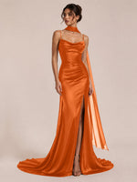 Mermaid Bridesmaid Dress with Neck Scarf 