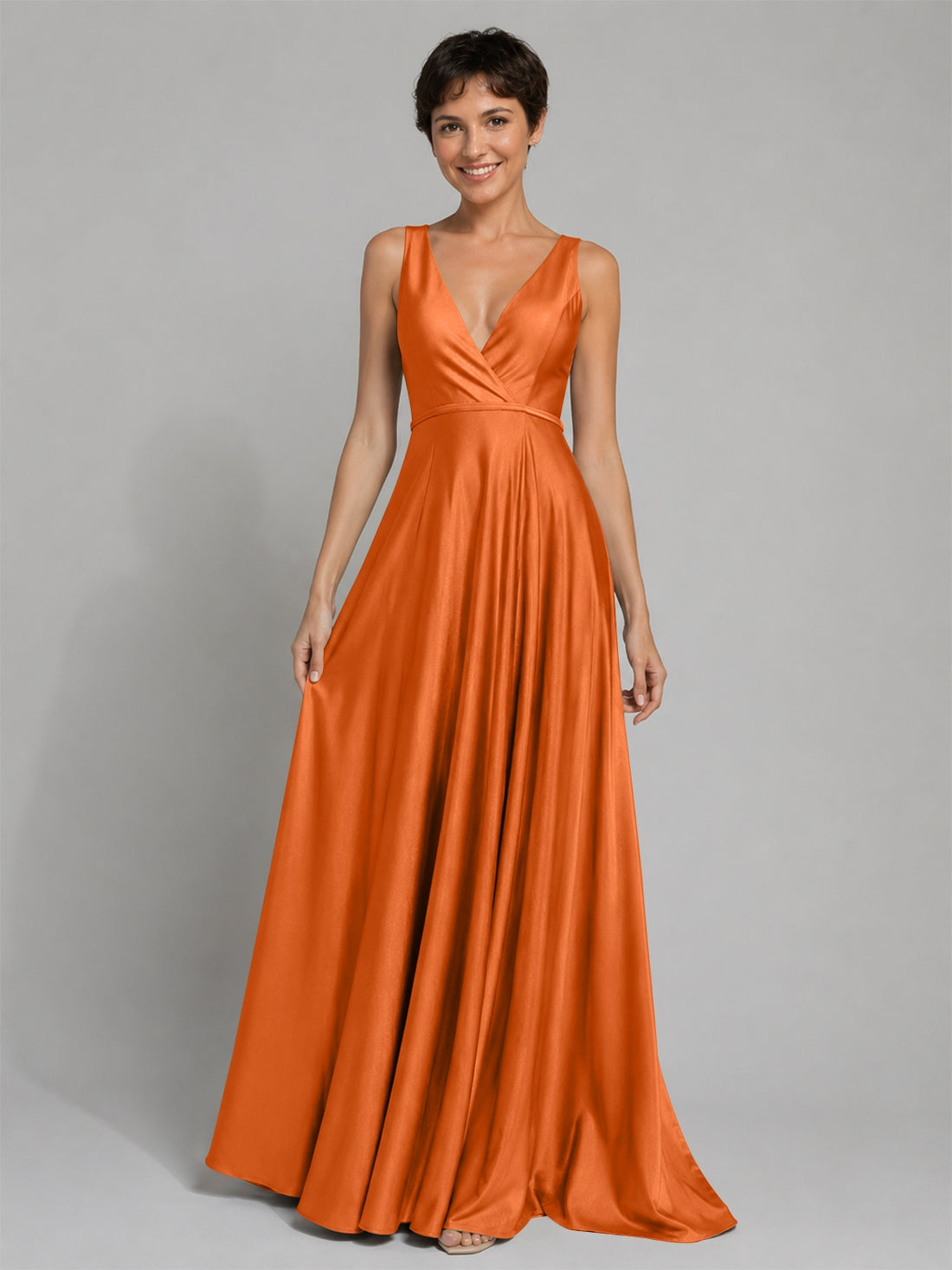 A-line Bridesmaid Dress with Cross-Over Bodice