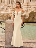 Off-the-Shoulder Prom Dress with 3D Floral Straps 