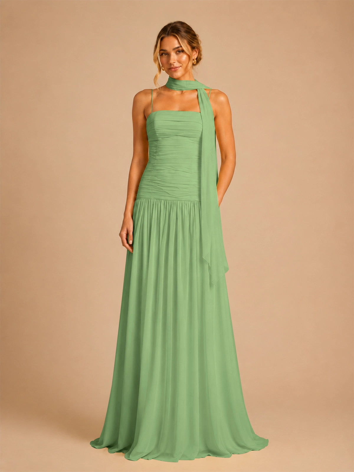 Chiffon Bridesmaid Dress with Scarf Detail 
