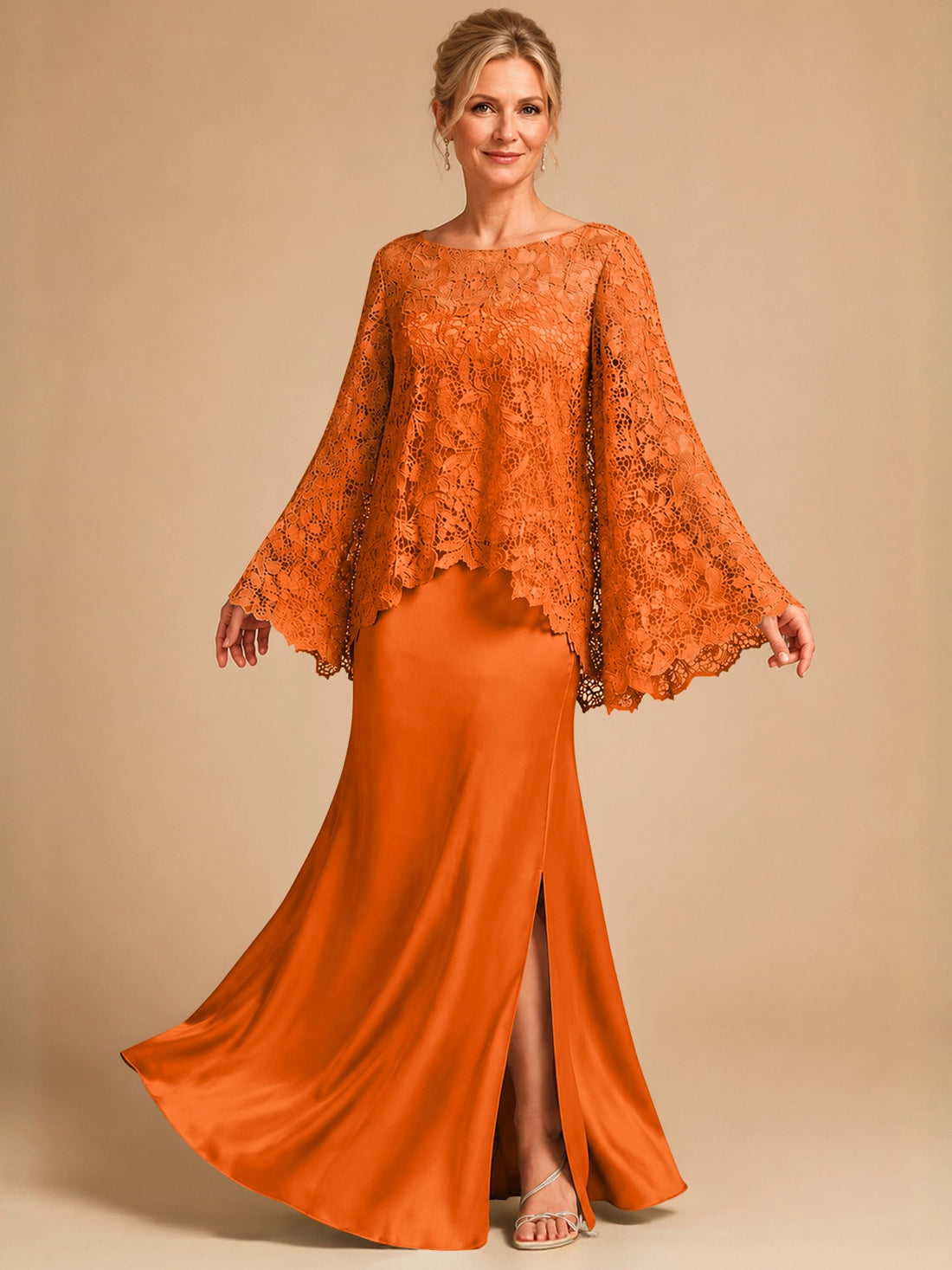 Two-piece Mother of the Bride Dress with Lace Top 