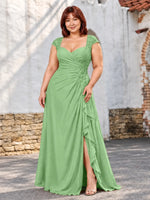 Chiffon Mother of the Bride Dress with Lace Appliques-Plus Size 