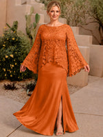 Two-piece Mother of the Bride Dress with Lace Top-Plus Size 
