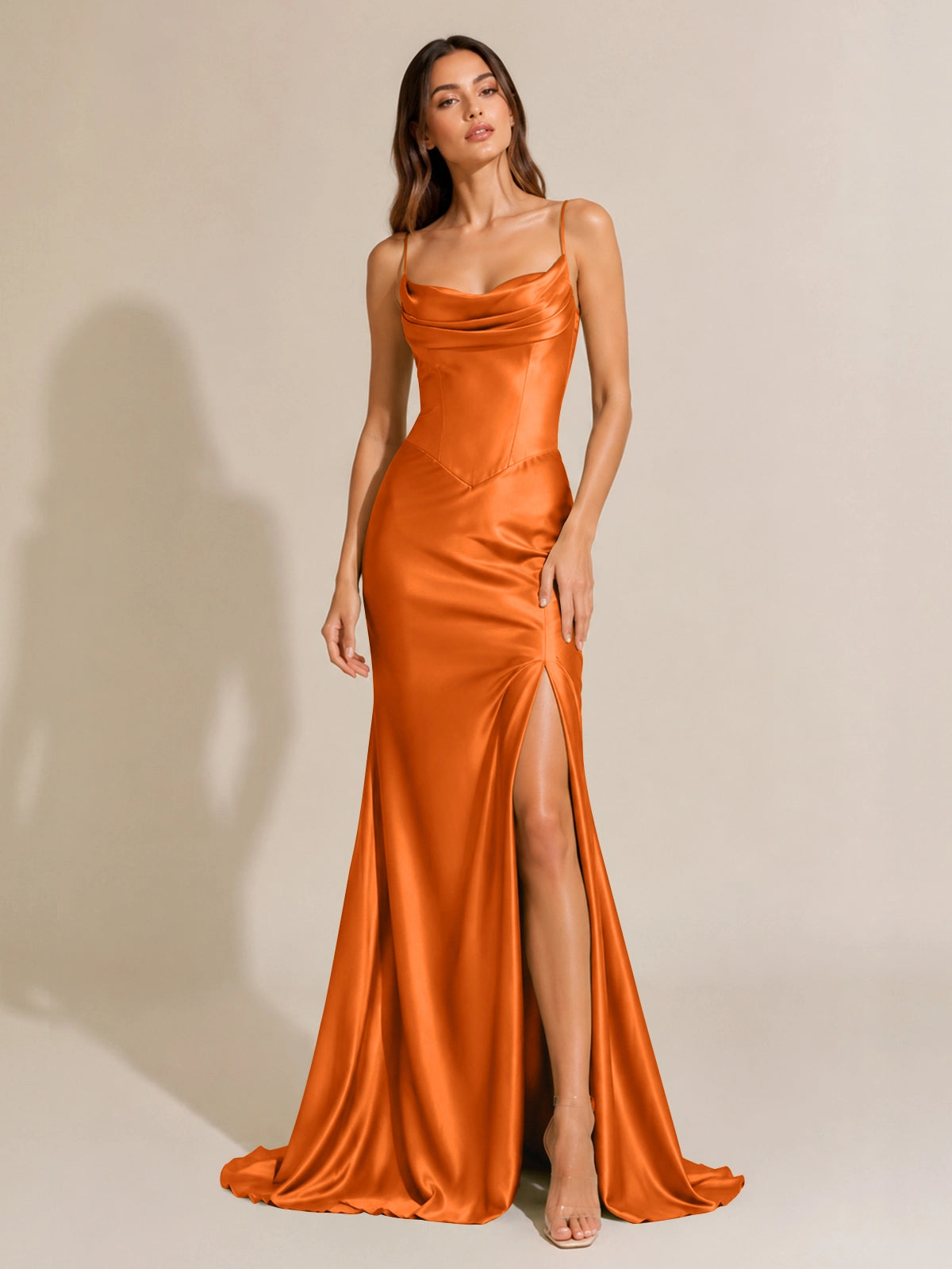 Sheath Bridesmaid Dress with High Slit 