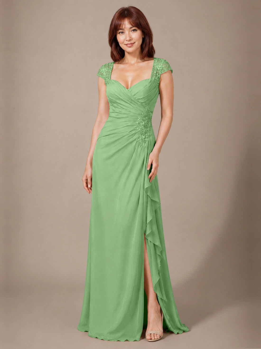 Chiffon Mother of the Bride Dress with Lace Appliques 