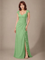 Chiffon Mother of the Bride Dress with Lace Appliques 