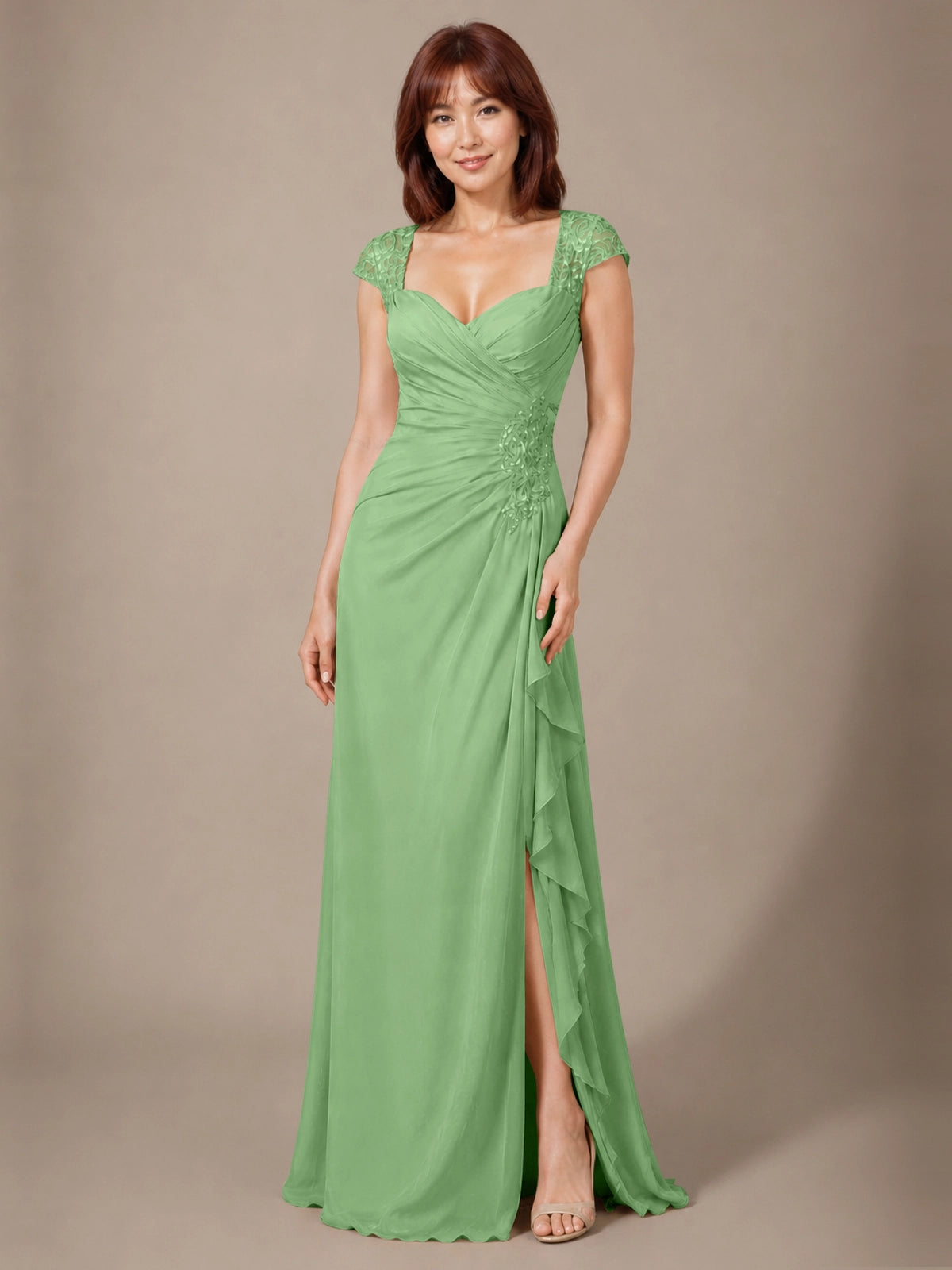 Chiffon Mother of the Bride Dress with Lace Appliques 