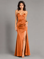 Silk-like Prom Dress with High Slit 