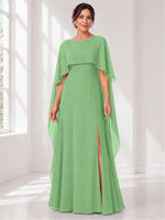Chiffon Mother of the Bride Dress with Cape Overlay 