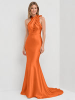 Silk-like Bridesmaid Dress with 3D Floral 