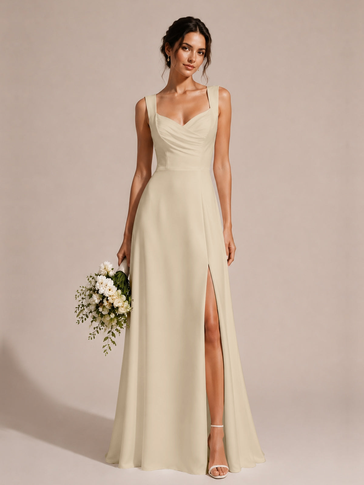 Sweetheart Neckline Bridesmaid Dress with Wide Straps