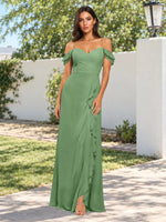 Sweetheart Neckline Bridesmaid Dress with Ruffled Details