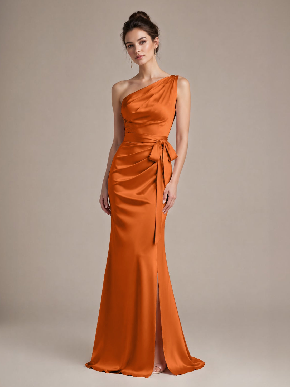 One-Shoulder Bridesmaid Dress with Sash