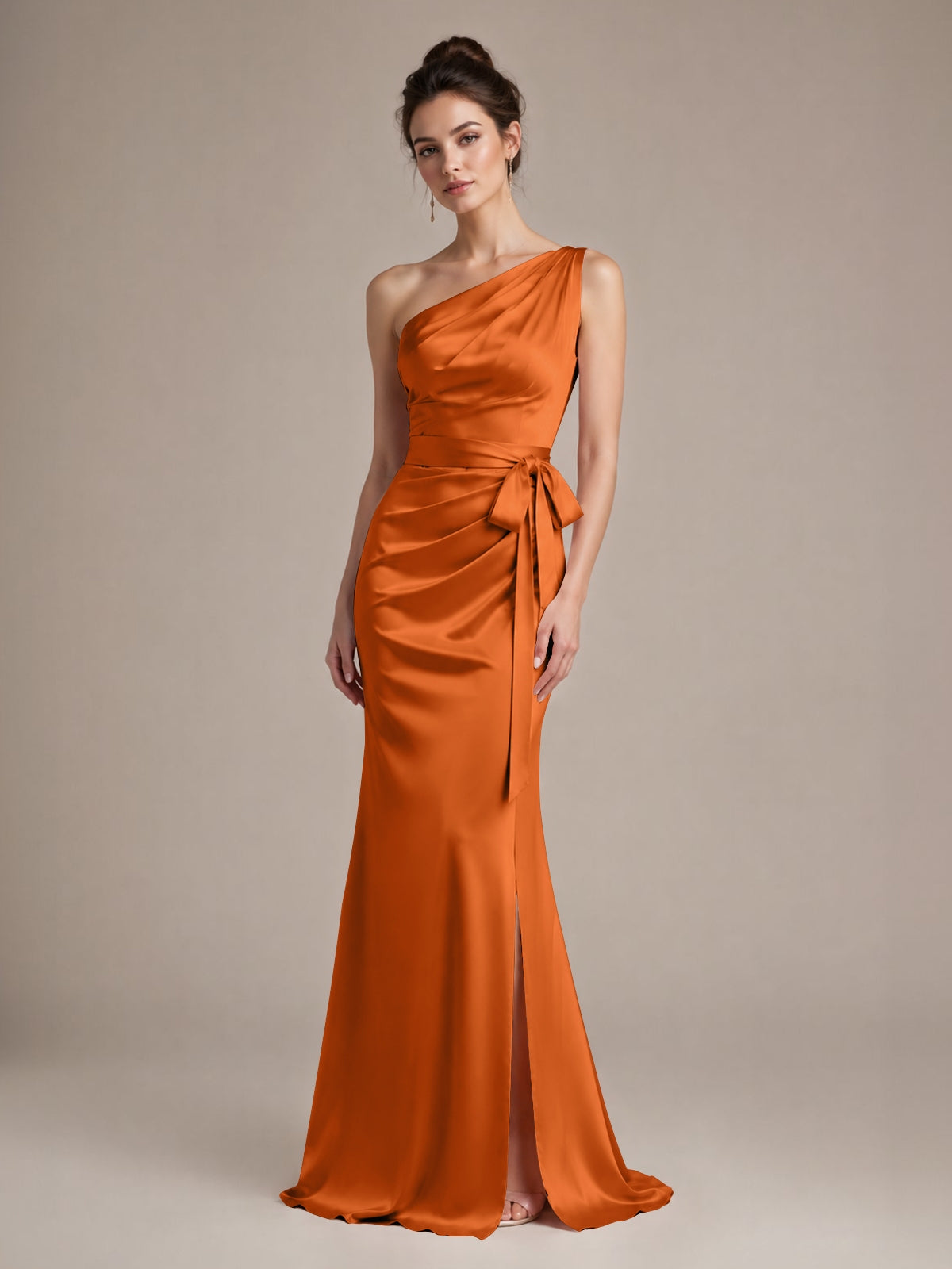 One-Shoulder Bridesmaid Dress with Sash