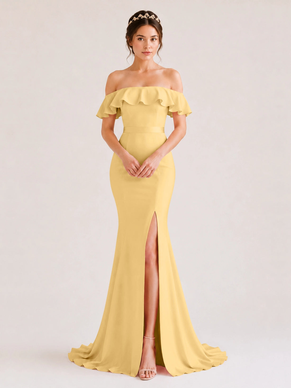 Mermaid Bridesmaid Dress with Ruffle Design 