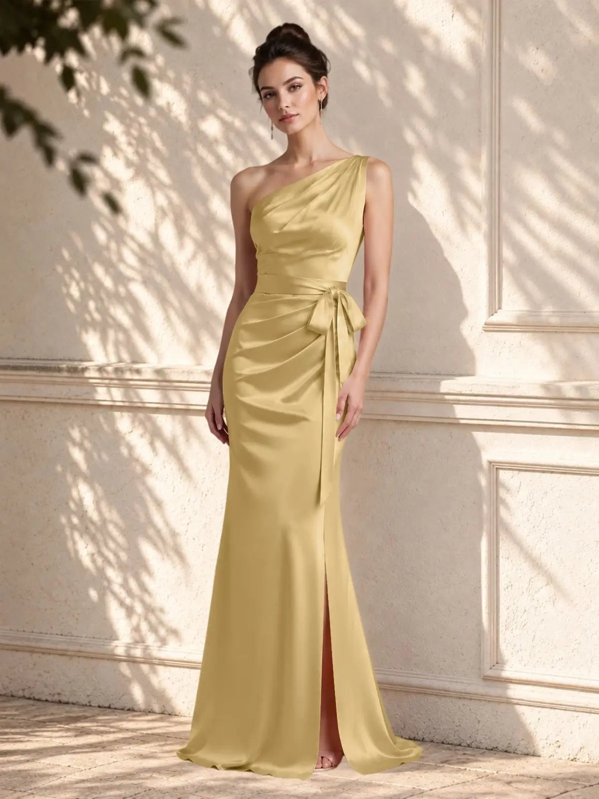One-Shoulder Bridesmaid Dress with Sash