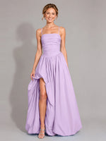 Iridescent Taffeta Prom Dress with High Slit 