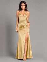 Silk-like Prom Dress with High Slit 