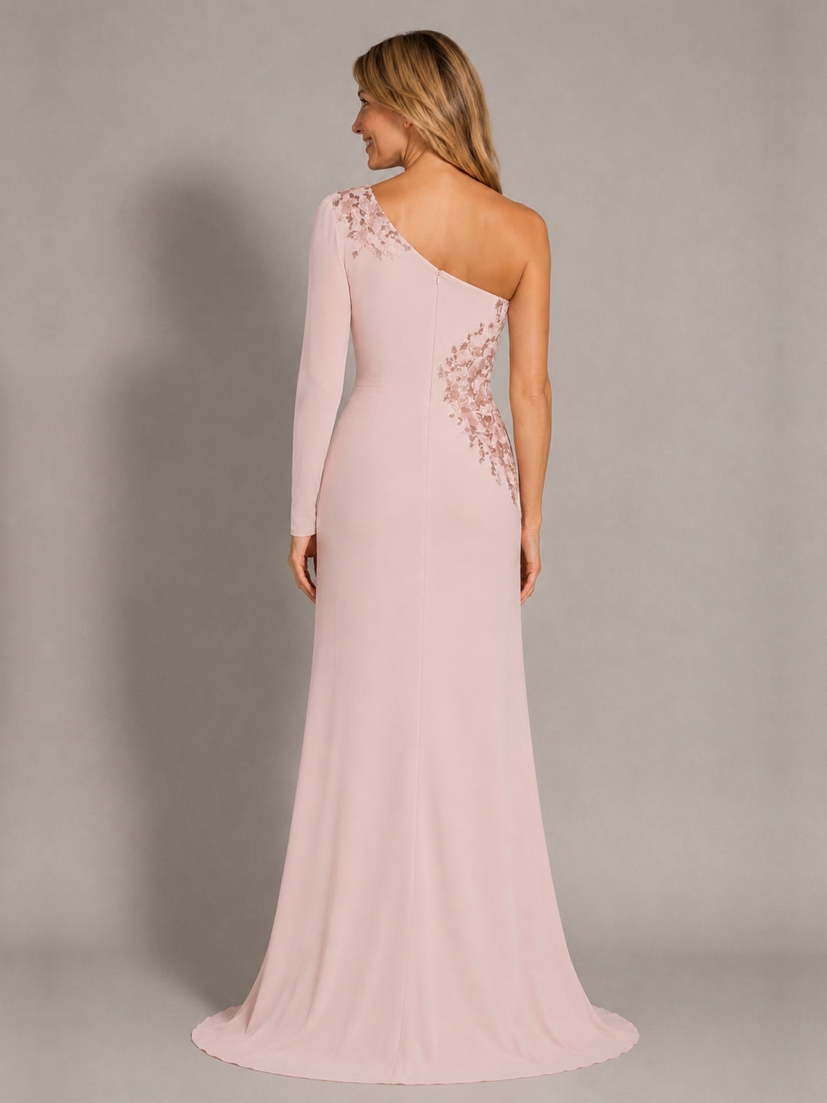 One-Shoulder Mother of the Bride Dress with Appliques