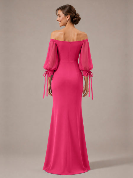 Mermaid Bridesmaid Dress with Puff Sleeves