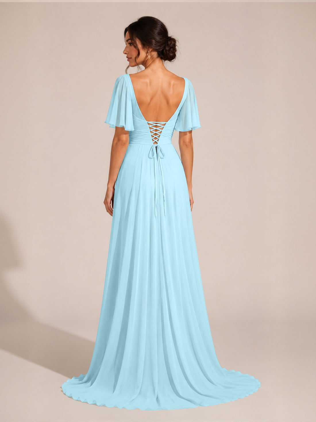 Cowl Neck Bridesmaid Dress with Cut-Out Detail