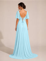Cowl Neck Bridesmaid Dress with Cut-Out Detail