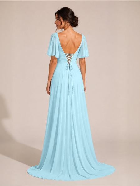 Cowl Neck Bridesmaid Dress with Cut-Out Detail