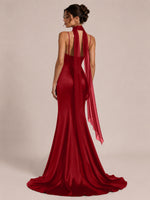Mermaid Bridesmaid Dress with Neck Scarf