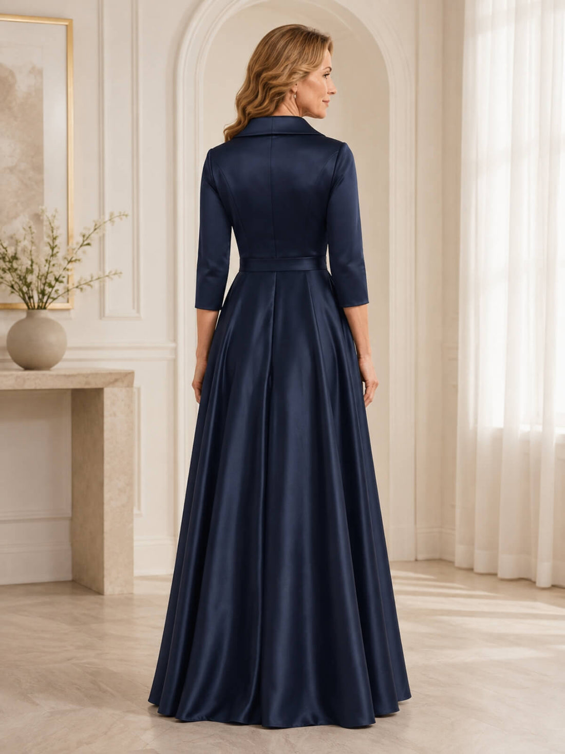 Surplice Neck Mother of the Bride Dress with Sash