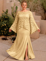 Two-piece Mother of the Bride Dress with Lace Top-Plus Size 