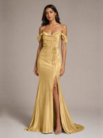 Mermaid Bridesmaid Dress with Tie Waist Sash