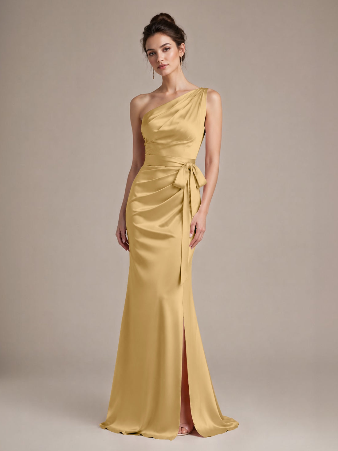 One-Shoulder Bridesmaid Dress with Sash