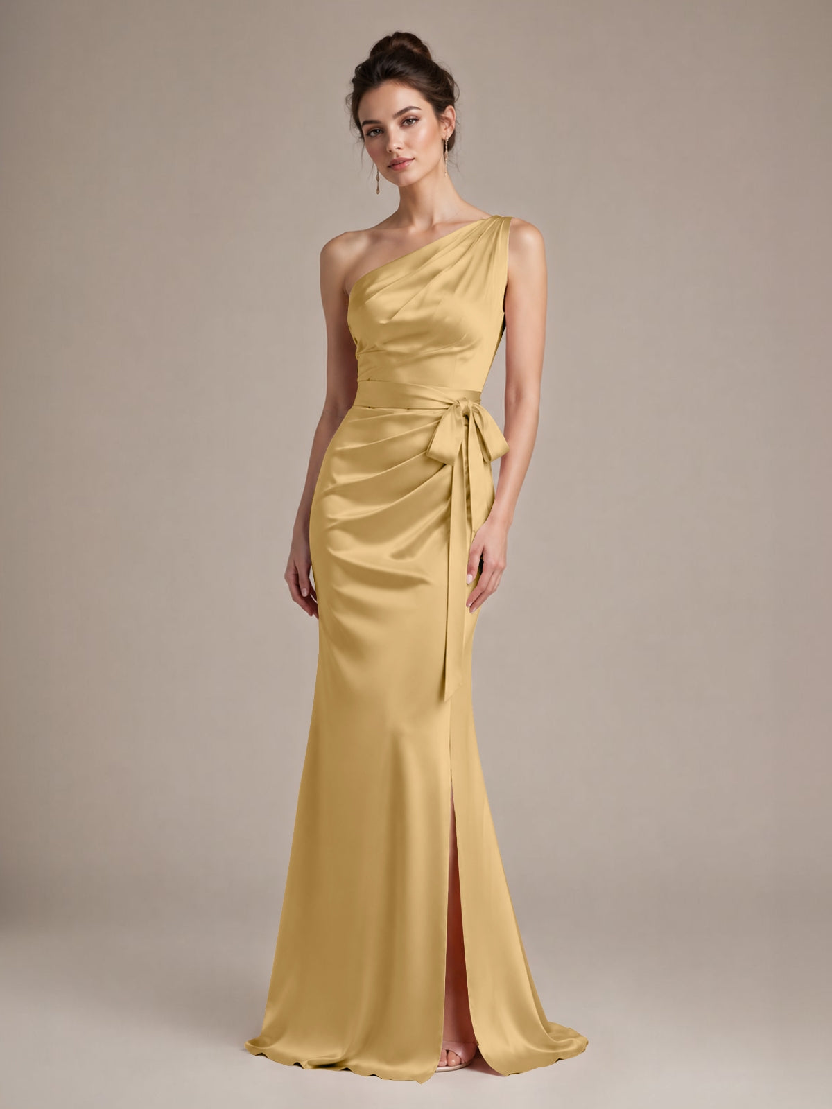 One-Shoulder Bridesmaid Dress with Sash