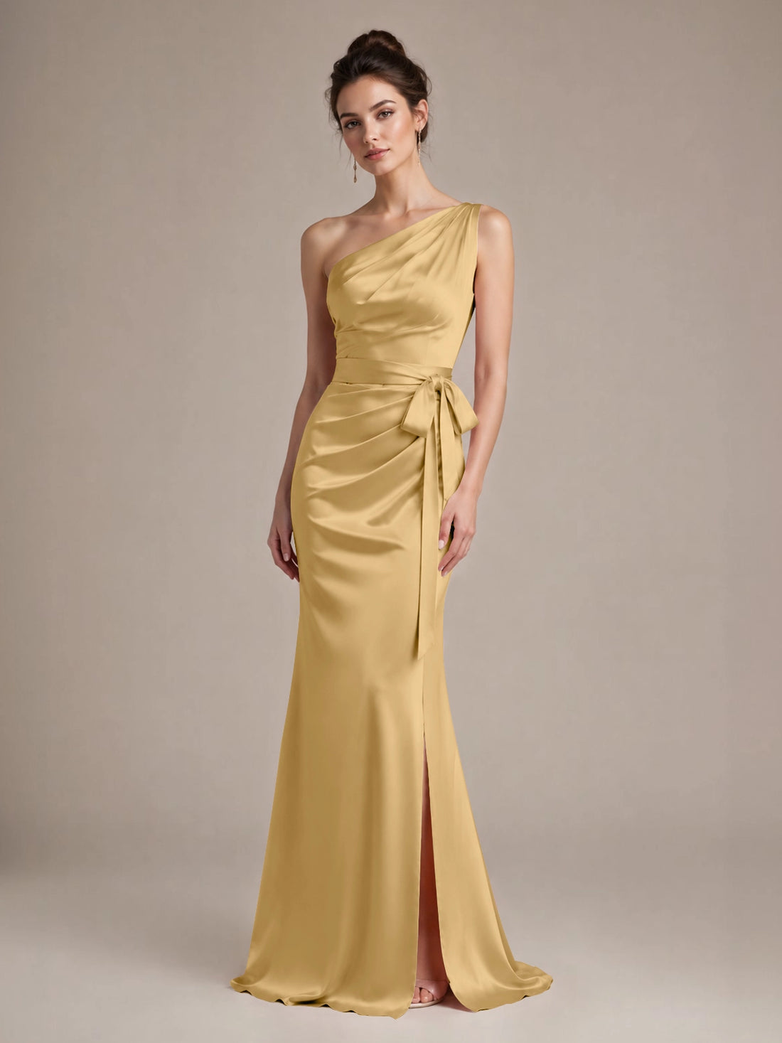 One-Shoulder Bridesmaid Dress with Sash