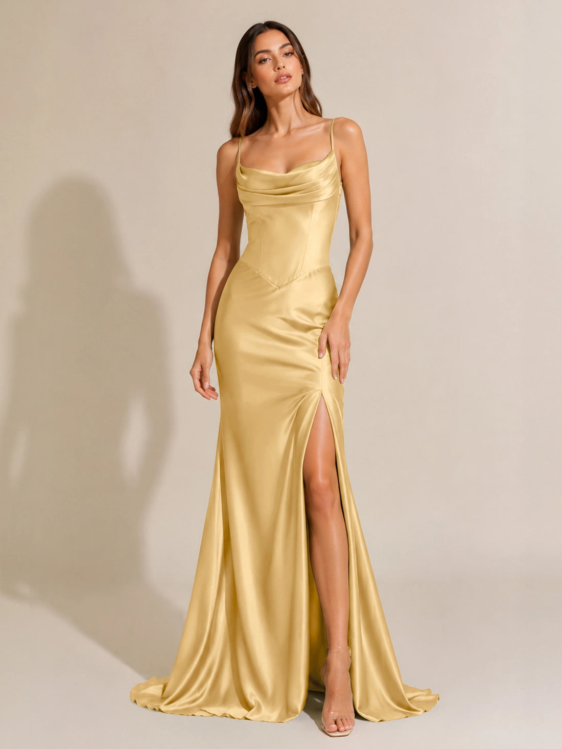 Sheath Bridesmaid Dress with High Slit 