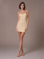 Velvet Sequin Homecoming Dress with Sweetheart Neckline 