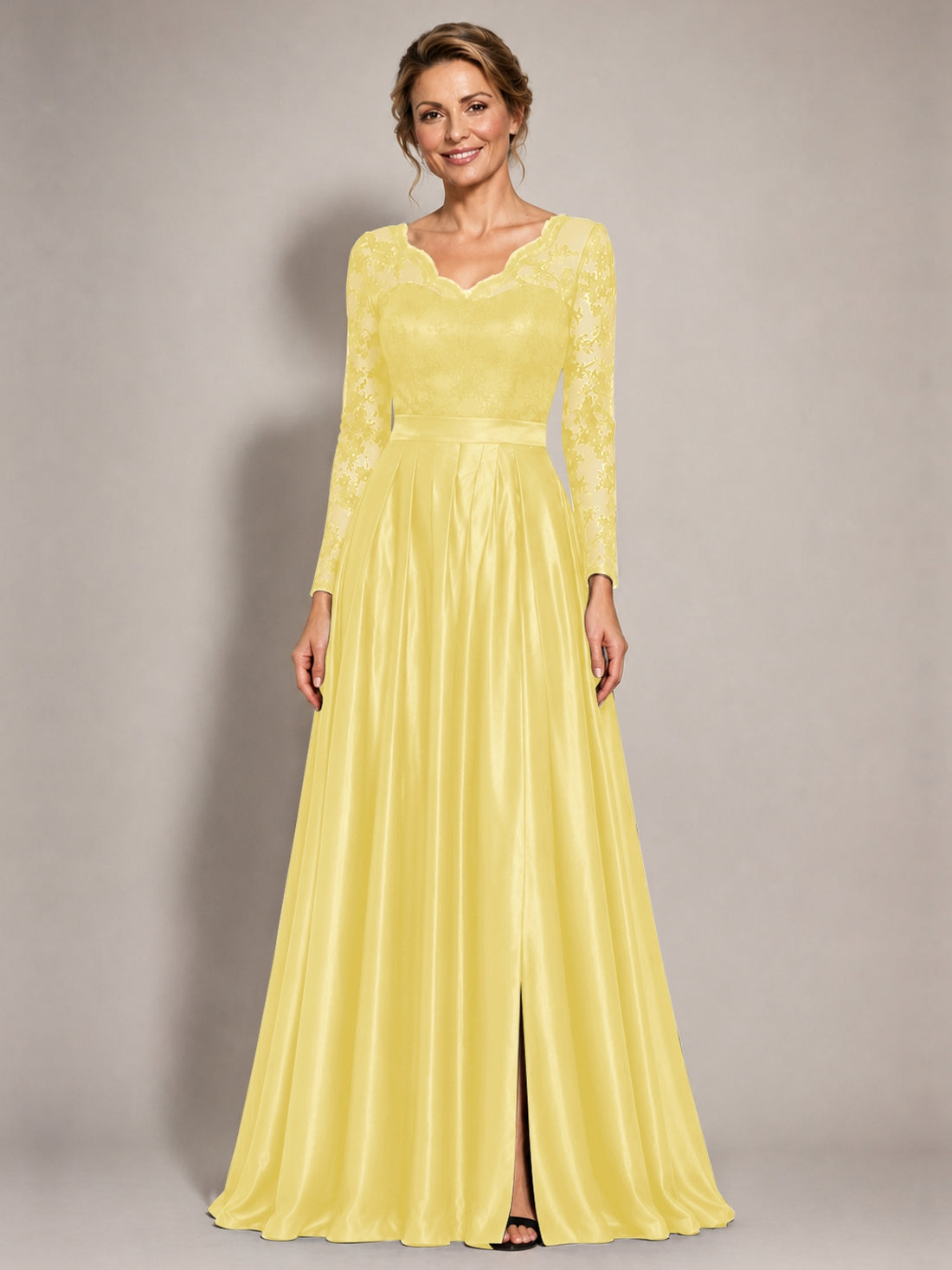 Satin Mother of the Bride Dress with Appliques