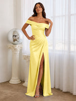 Off-the-Shoulder Prom Dress with Ruched Bodice 