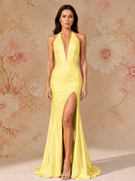 Satin Prom Dress with Halter Neck 