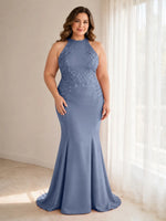 Halter Neckline Trumpet Dress-Plus Size 