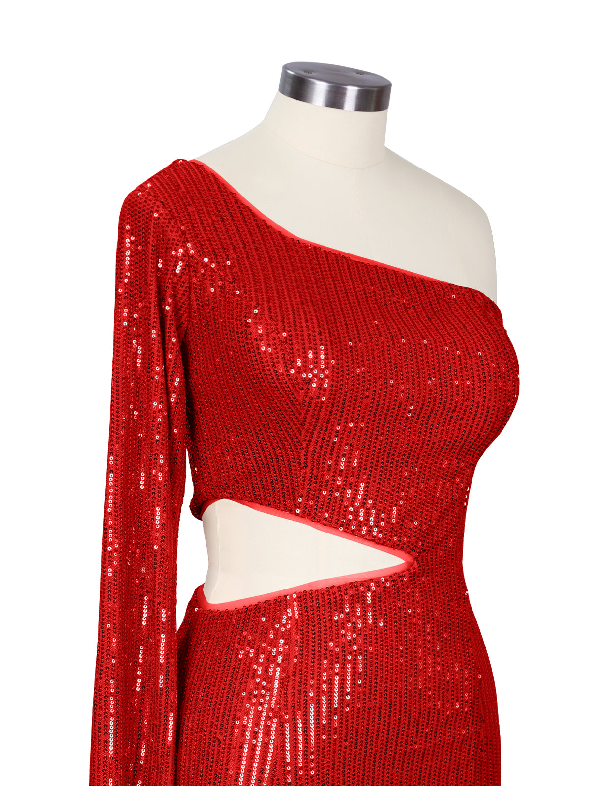 Waist Cutout One Shoulder Mini Dress 